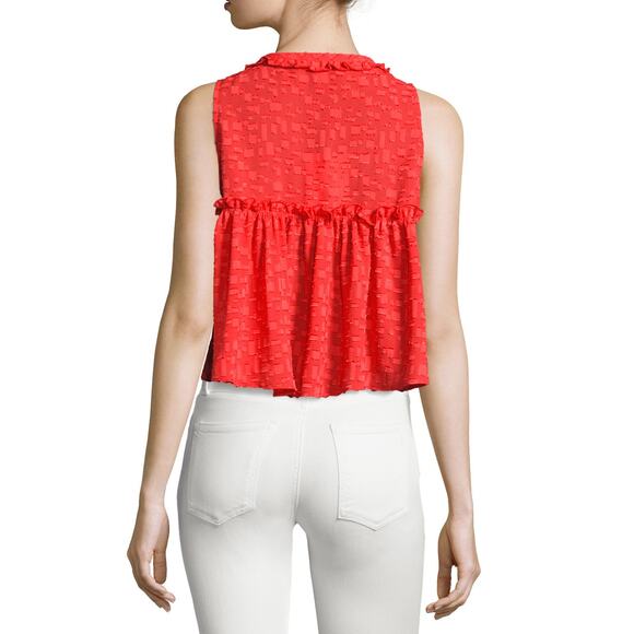 IRO Ragnhild Sleeveless Textured Boxy Top Orange S - Picture 2 of 13